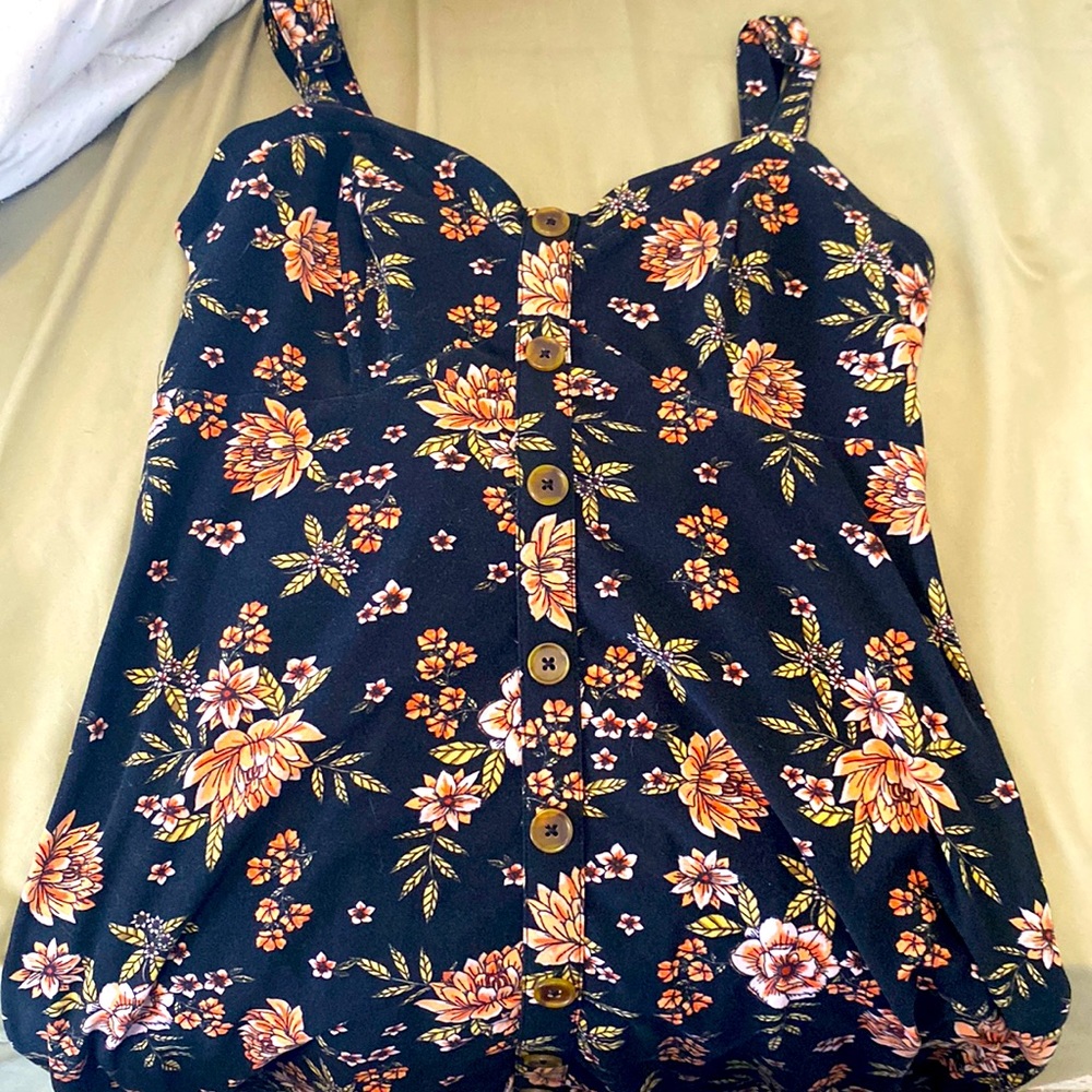 No Boundaries Orange & Black Floral Dress - XL